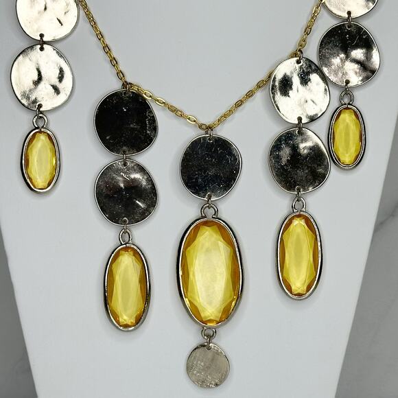 Gold Tone Rhinestone Charm Bib Necklace - Picture 8 of 12